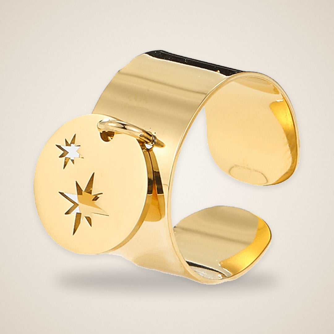 Bague Médaille Étoile – bijou acier doré à l'or fin – Maison Trèfle