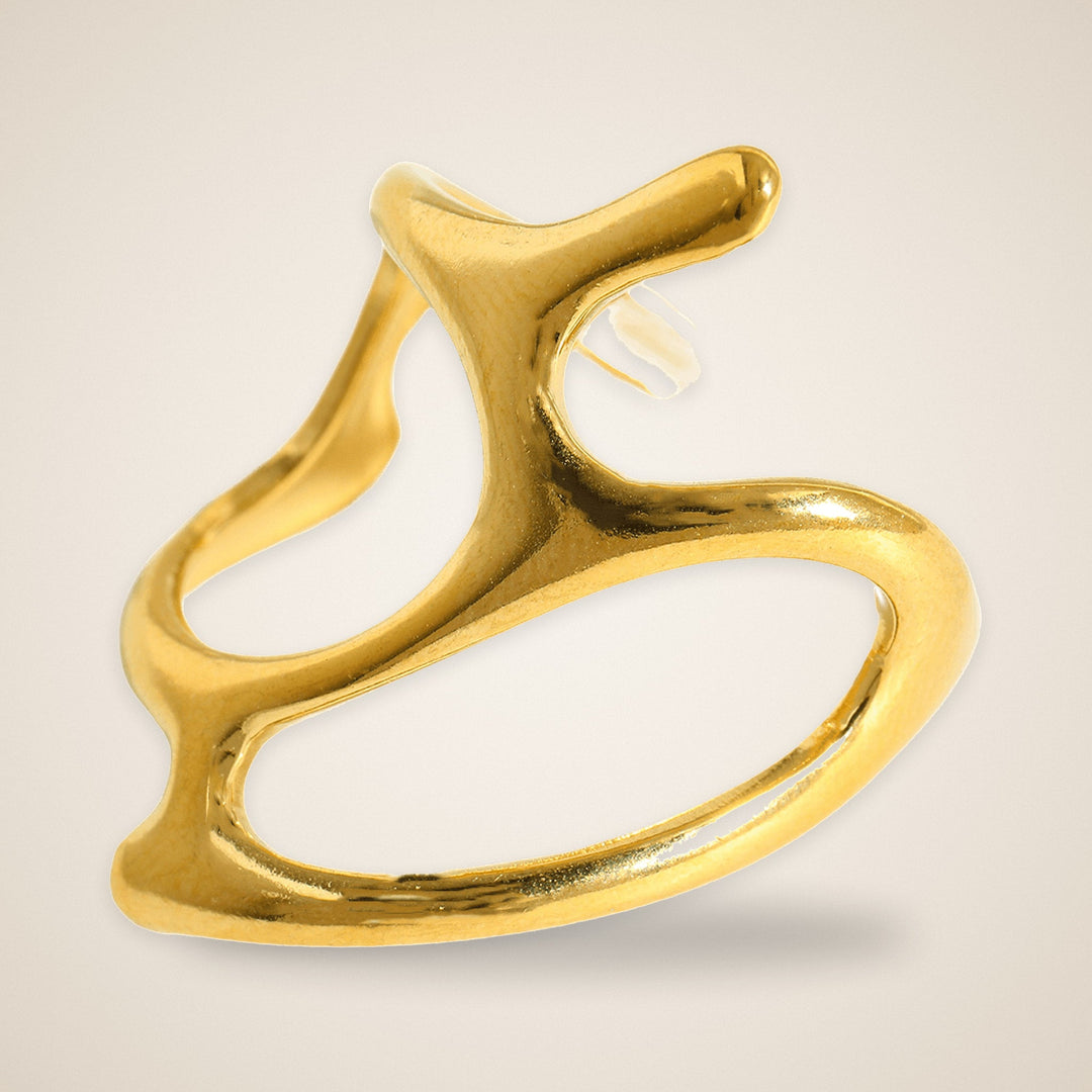 Bague Sculpture – bijou acier doré à l'or fin – Maison Trèfle
