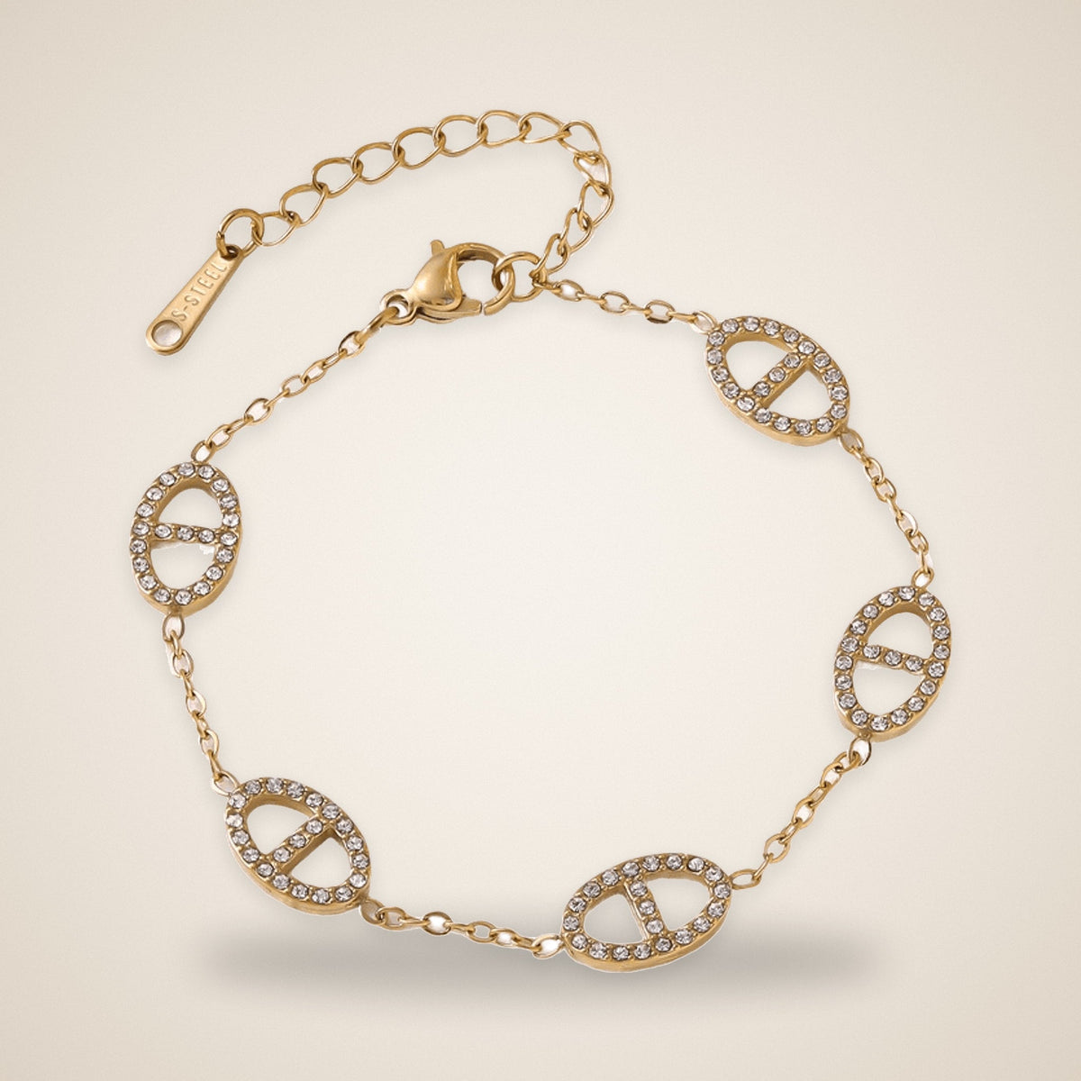 Bracelet Maille Marine Pavé – bijou acier doré à l'or fin – Maison Trèfle