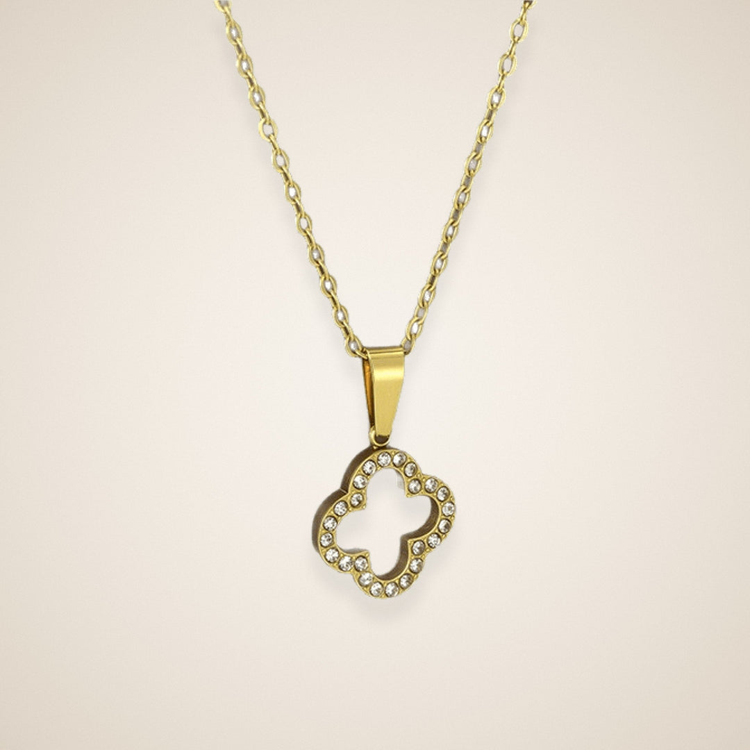 Collier Trèfle Ajouré – bijou acier doré à l'or fin – Maison Trèfle
